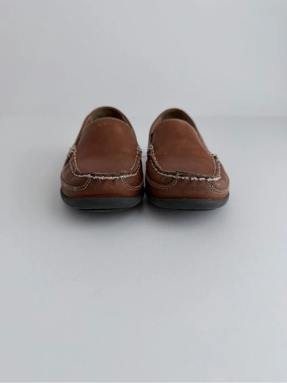 Kids Johnston & Murphy Brown Leather Slip-On Moccasins Loafers Boys Size 11M